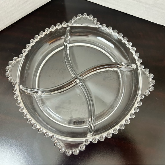 Imperial Glass Candlewick 4 Part Swirl Divided Snack Dish w/4 Handle Relish - Picture 2 of 10
